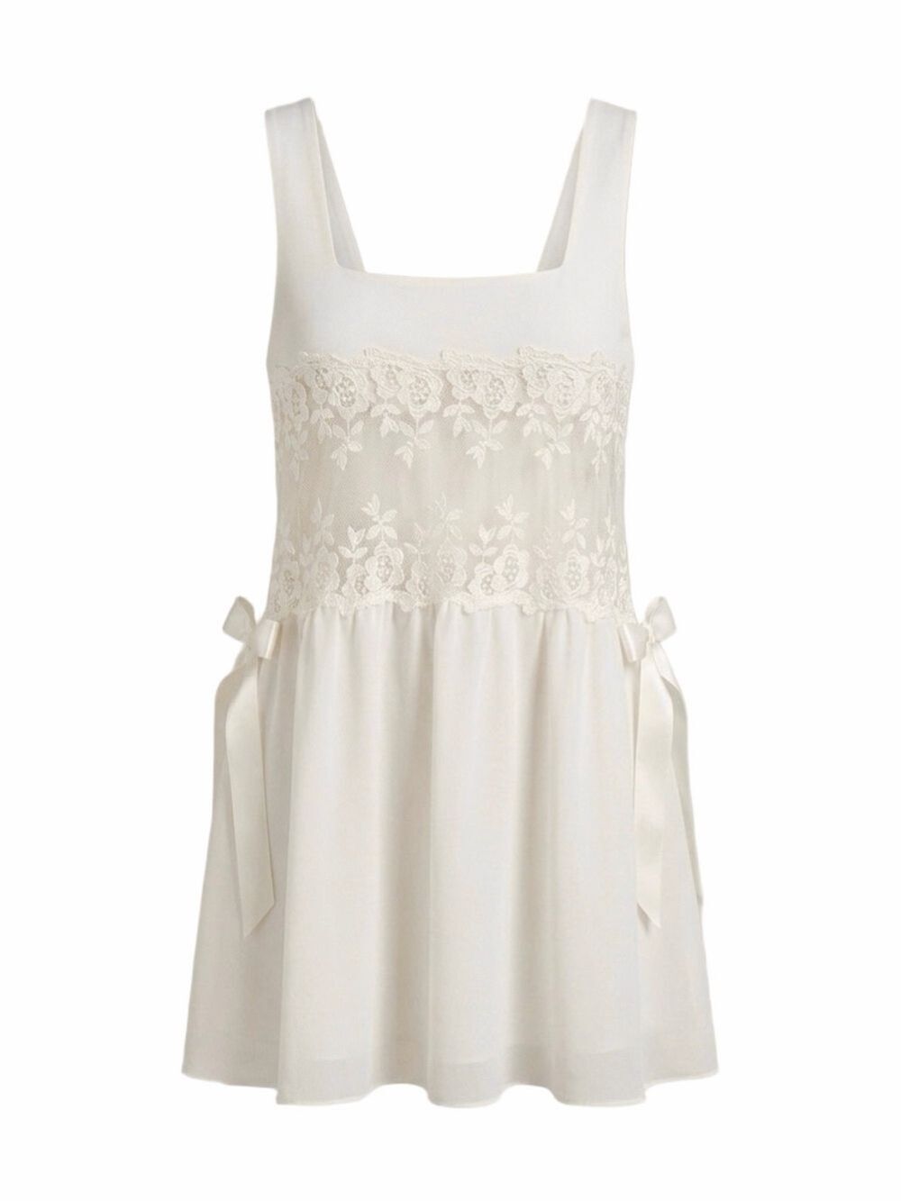 VTG 80s 90s Italian made cream chiffon embroidered mesh flowy coquette chemise 3